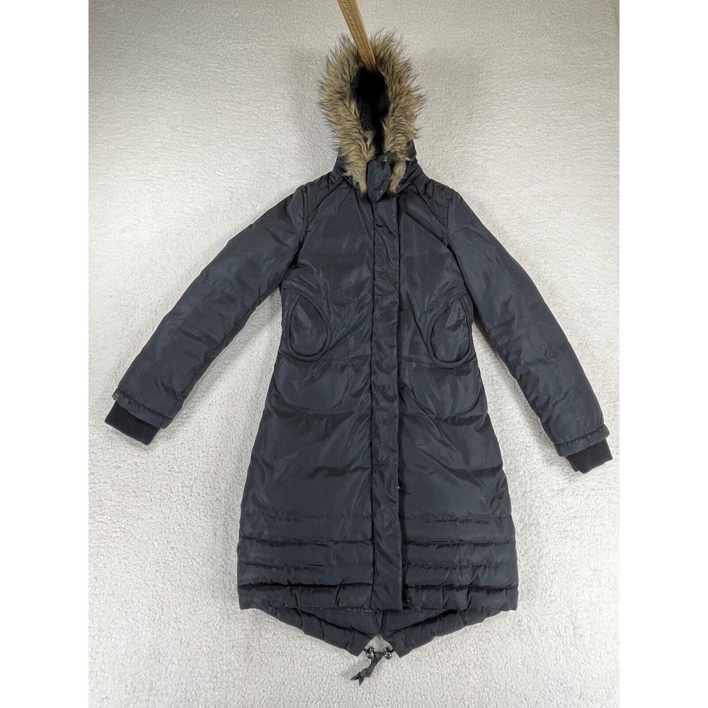 Soia & Kyo Women's size P/S‎ Black Hoodie Puffer Parka Faux Fur Coat